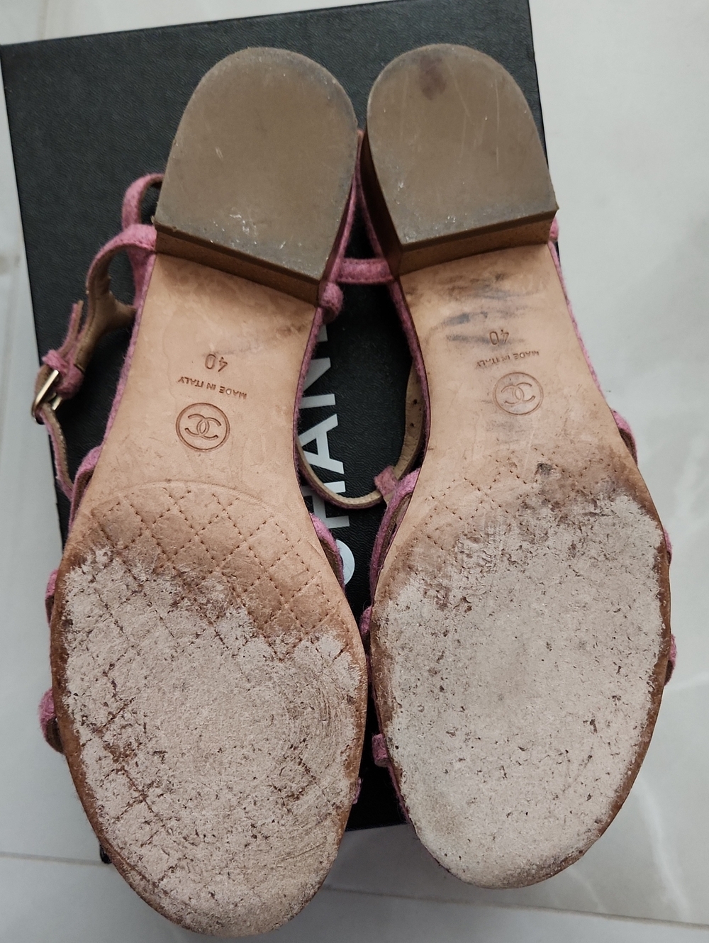 Chanel Chine Felt Pink Sandals Size 40 ( US 10) - Picture 6 of 14